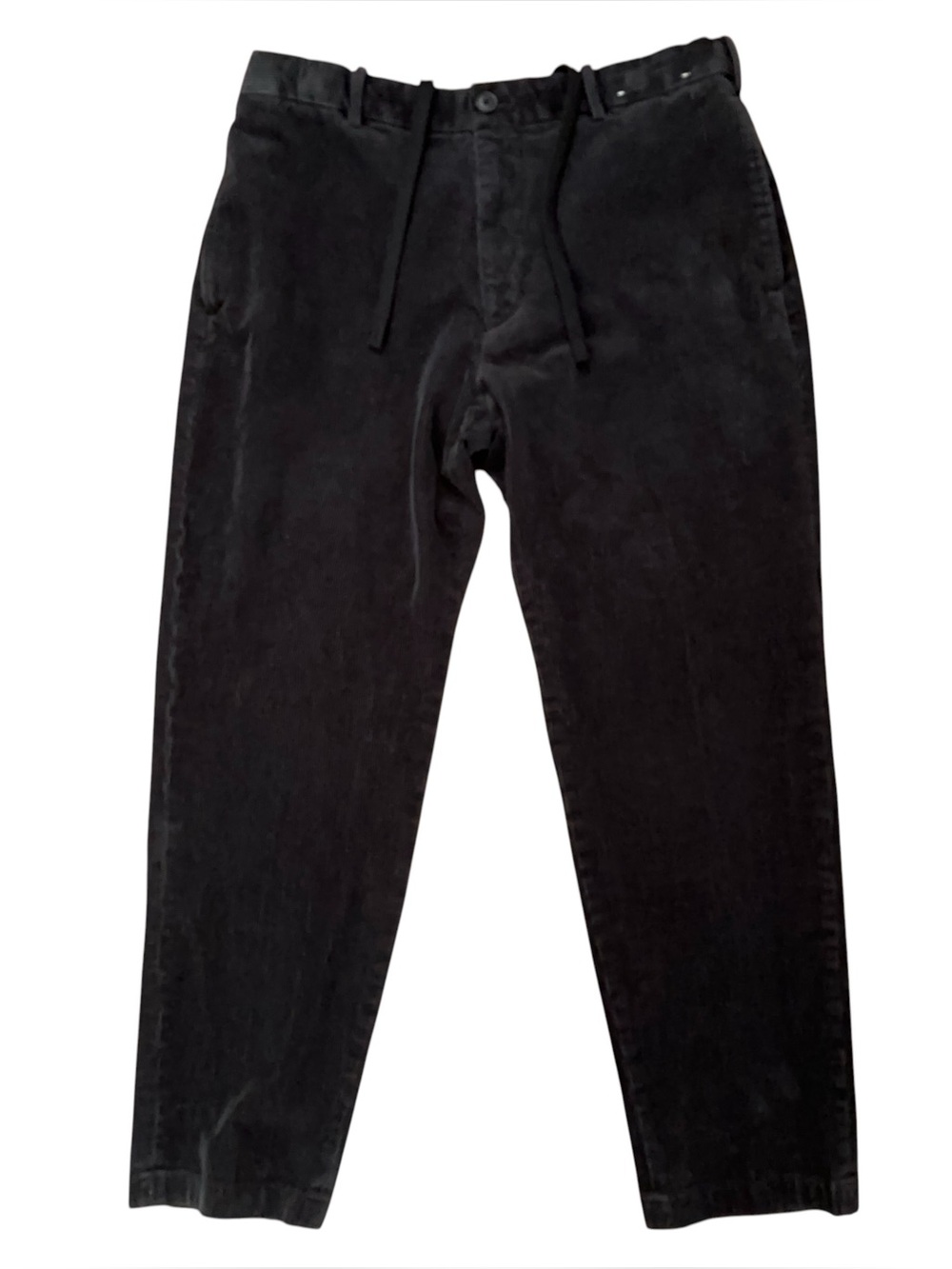 Uniqlo Smart Ankle Pants Corduroy Mens Size M Drawstring 2-Way Stretch Black